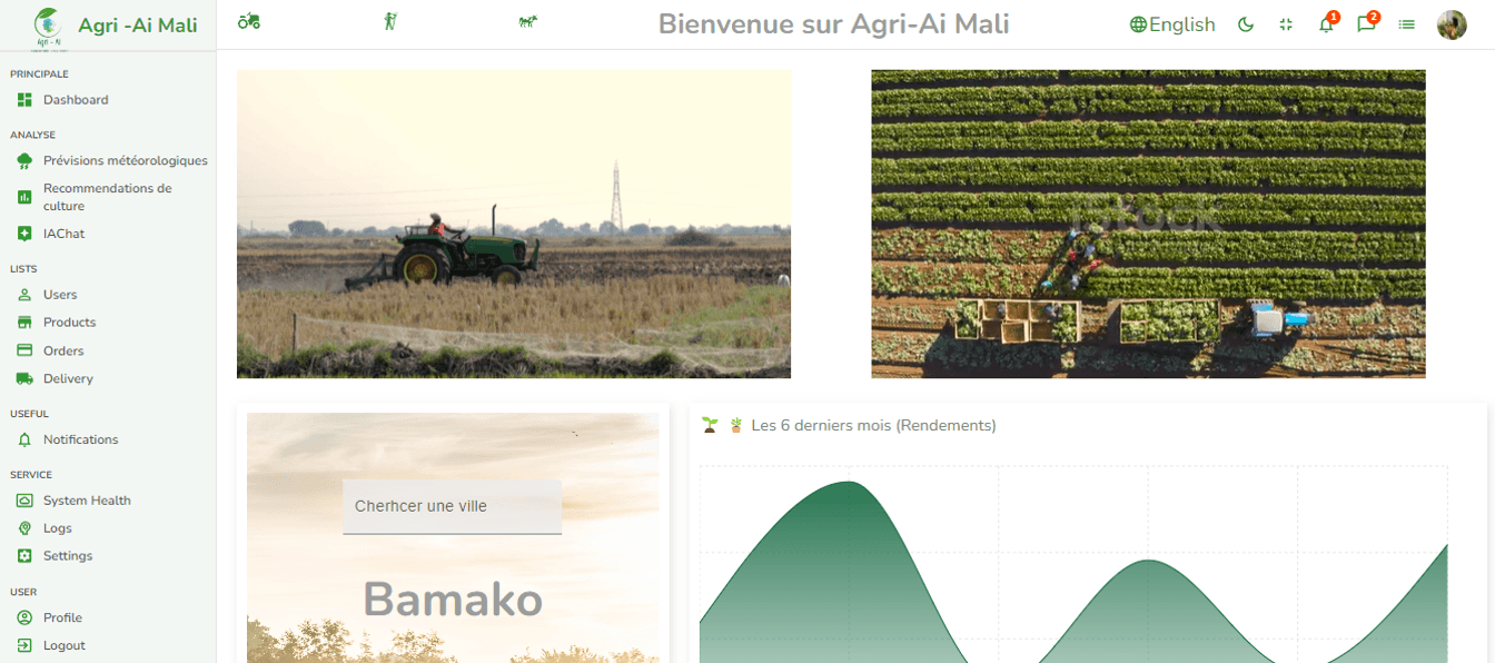 Capture de l'application agricole AgritechMali